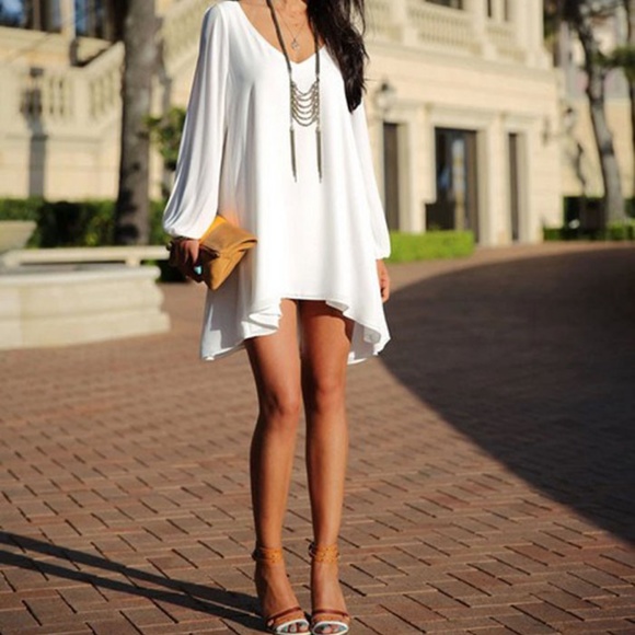 White Open Sleeve Midi Dress - Picture 2 of 3